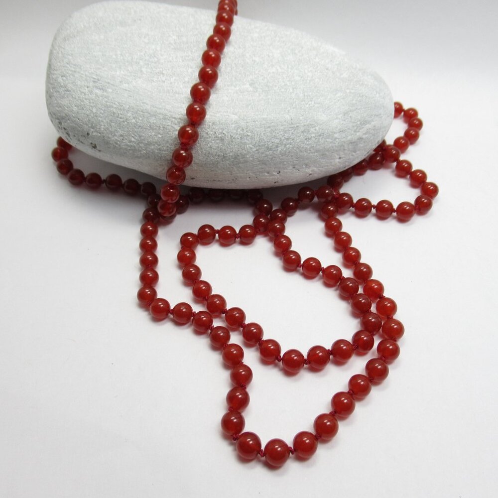 Hand knotted Carnelian bead necklace